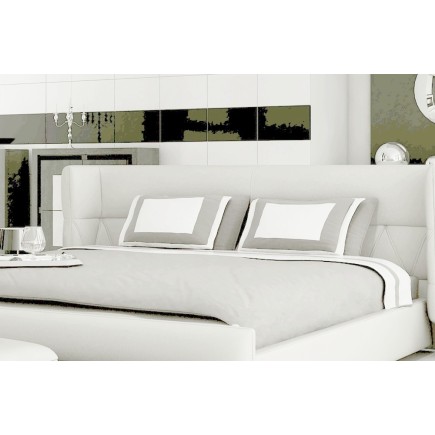 Lit design en cuir italien de luxe PRIMA, blanc, 160x200