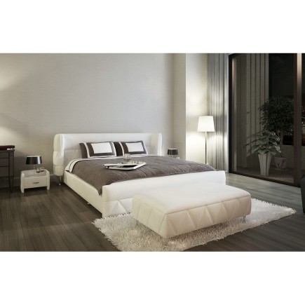 Lit design en cuir italien de luxe PRIMA, blanc