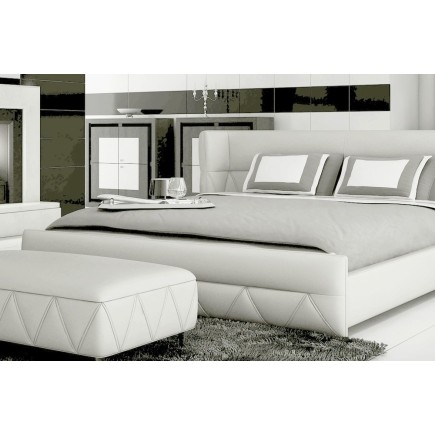 Lit design en cuir italien de luxe PRIMA, blanc, 180x200