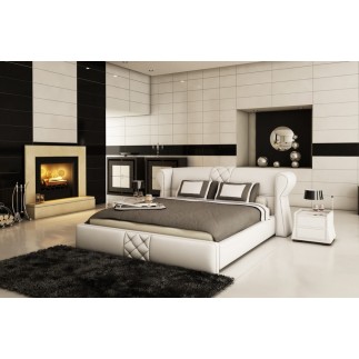 Lit design en cuir italien de luxe VEGAS, blanc