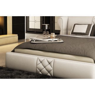 Lit design en cuir italien de luxe VEGAS, blanc