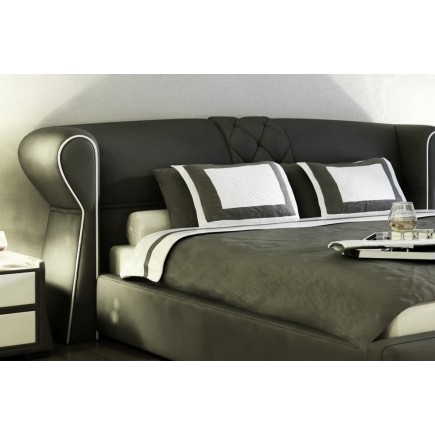 Lit design en cuir italien de luxe VEGAS, gris foncé, 160x200
