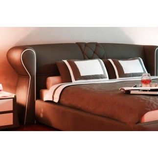 Lit design en cuir italien de luxe VEGAS, chocolat, 140x190