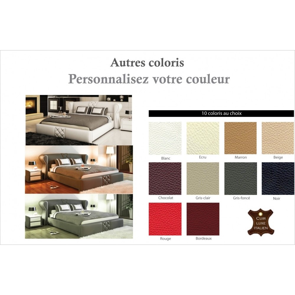 Lit design en cuir italien de luxe VEGAS, couleur personnalisée, 180x200 Lit design en cuir italien de luxe VEGAS, couleur personnalisée, 180x200