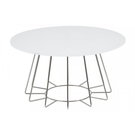 Table basse design, plateau de verre blanc, hauteur réglable, CASINI