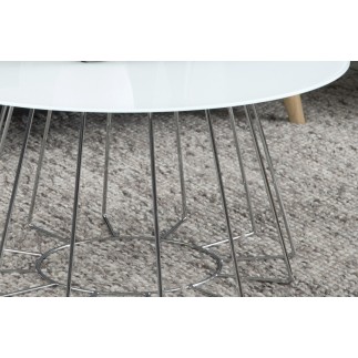 Table basse design, plateau de verre blanc, hauteur réglable, CASINI
