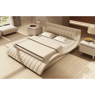 Lit design en cuir italien de luxe BELIA, blanc, 180x200