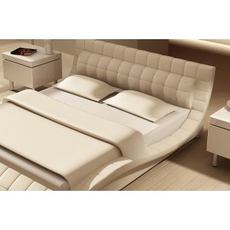 Lit design en cuir italien de luxe BELIA, blanc, 160x200