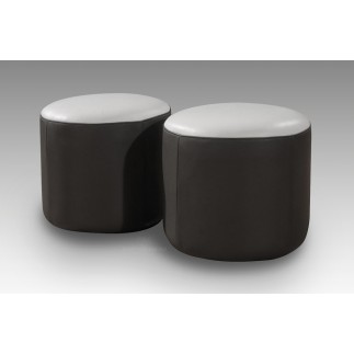 Un Pouf + un pouf OFFERT rond, en cuir haut de gamme italien, coloris au choix Chocolat N°505 Beige 0325