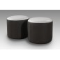 Un Pouf + un pouf OFFERT rond, en cuir haut de gamme italien, coloris au choix Chocolat N°505 Beige 0325