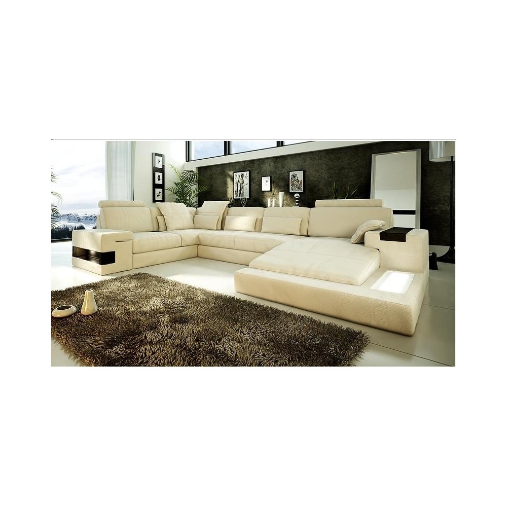 Canapé d'angle Grand BARI en cuir haut de gamme italien vachette Vénésetti Tout cuir Prestige luxe (tour de caisse en cuir) Choc