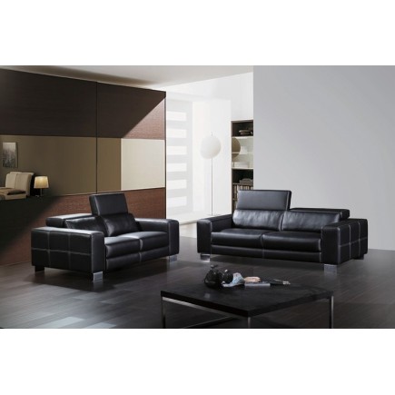 Ensemble BOSTON, 3 pièces: canapé 3 places + 2 places + fauteuil en cuir haut de gamme italien vachette Vénésetti. Tout cuir Pre
