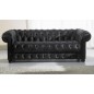 Canapé CHESTERFIELD SELECT 3 places cuir supérieur luxe. Canapé 3 places Noir N°366 - Vénésetti