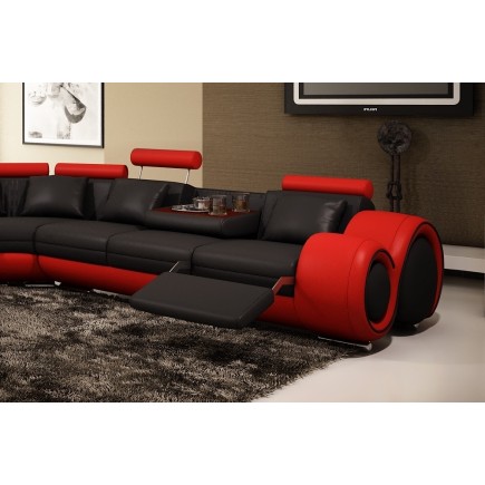 Canapé d'angle PETIT VENDOME en cuir haut de gamme italien vachette Vénésetti. Cuir supérieur luxe Noir N°366 Rouge N°012. Vénés