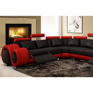 Canapé d'angle PETIT VENDOME en cuir haut de gamme italien vachette Vénésetti. Cuir supérieur luxe Noir N°366 Rouge N°012. Vénés