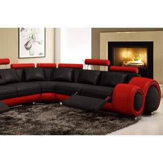 Canapé d'angle PETIT VENDOME en cuir haut de gamme italien vachette Vénésetti. Cuir supérieur luxe Noir N°366 Rouge N°012. Vénés