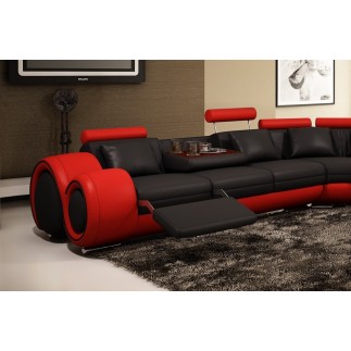 Canapé d'angle PETIT VENDOME en cuir haut de gamme italien vachette Vénésetti. Cuir supérieur luxe Noir N°366 Rouge N°012. Vénés