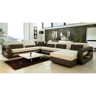 Canapé d'angle CRISTAL II en cuir haut de gamme italien vachette Vénésetti. Cuir Prestige luxe. Ecru 435 couleur principale et c