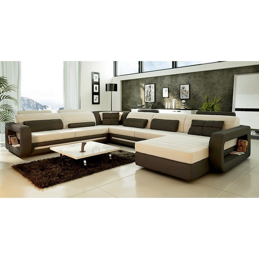 Canapé d'angle CRISTAL II en cuir haut de gamme italien vachette Vénésetti. Cuir Prestige luxe. Ecru 435 couleur principale et c