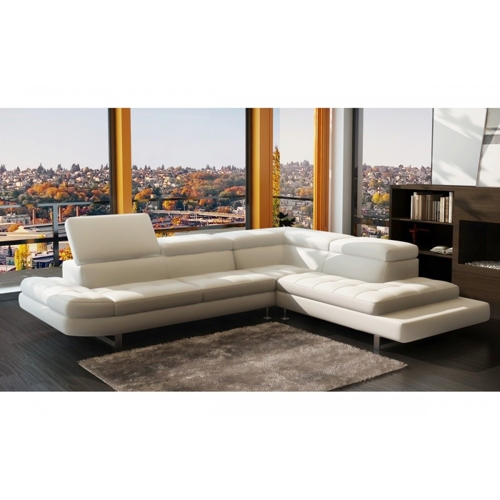 Canapé d'angle en cuir italien 5/6 places Grand CITY, blanc, angle droit Canapé d'angle en cuir italien 5/6 places Grand CITY, blanc, angle droit