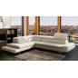 Canapé d'angle en cuir italien 5/6 places Grand CITY, blanc, angle gauche