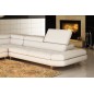 Canapé d'angle en cuir italien 5/6 places Grand CITY, blanc, angle gauche