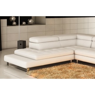 Canapé d'angle en cuir italien 5/6 places Grand CITY, blanc