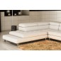 Canapé d'angle en cuir italien 5/6 places Grand CITY, blanc, angle gauche