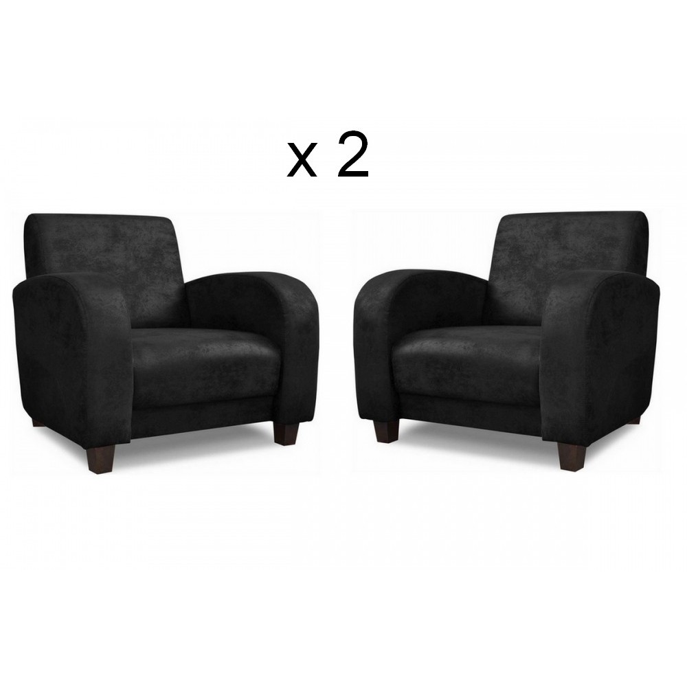 Ensemble de 2 superbes fauteuils en tissu de qualité MAGDA, noir Ensemble de 2 superbes fauteuils en tissu de qualité MAGDA, noir