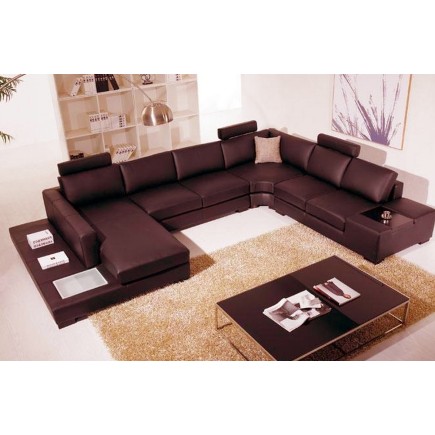 Canapé d'angle Grand AREZZO en cuir haut de gamme italien vachette Vénésetti. Cuir Prestige luxe. Coloris: Blanc. Avec 3 tétière