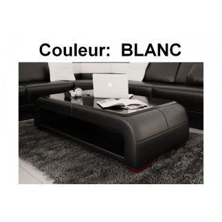 Table basse ROSY design en simili cuir Blanc N°781