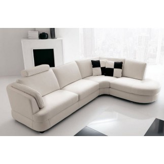 Canapé d'angle ALMERIA en cuir haut de gamme italien vachette Vénésetti Cuir Prestige luxe Blanc N°781. Angle droit vue de face,