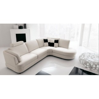 Canapé d'angle ALMERIA en cuir haut de gamme italien vachette Vénésetti Cuir Prestige luxe Blanc N°781. Angle droit vue de face,