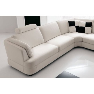 Canapé d'angle ALMERIA en cuir haut de gamme italien vachette Vénésetti Cuir Prestige luxe Blanc N°781. Angle droit vue de face,