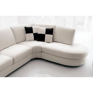 Canapé d'angle ALMERIA en cuir haut de gamme italien vachette Vénésetti Cuir Prestige luxe Blanc N°781. Angle droit vue de face,