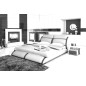 Lit en cuir italien de luxe ARTHUS, blanc et liseret noir, en 180x200 Lit en cuir italien de luxe ARTHUS, blanc et liseret noir, en 180x200