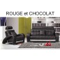 Ensemble CATANIA, composé d'un canapé 3 places et d'un fauteuil 1 place en cuir luxe italien vachette Vénésetti, Rouge et Chocol Ensemble CATANIA, composé d'un canapé 3 places et d'un fauteuil 1 place en cuir luxe italien vachette Vénésetti, Rouge et Chocol