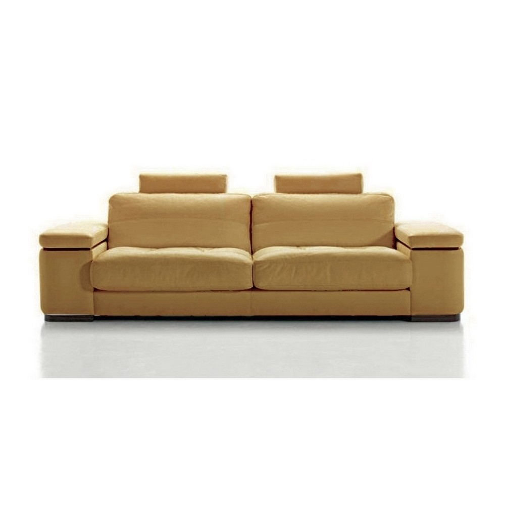 Canapé 3 places en cuir italien MAISON BLANCHE, beige