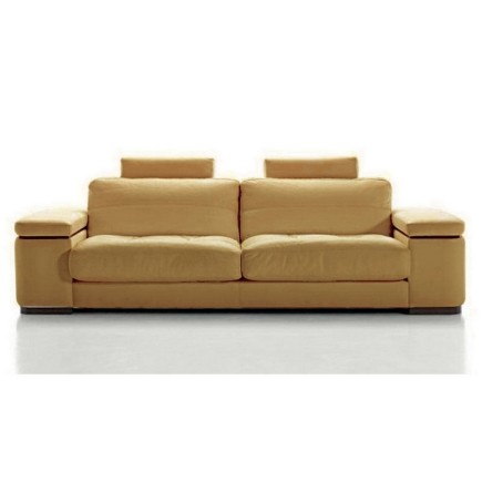 Canapé 3 places en cuir italien MAISON BLANCHE, beige