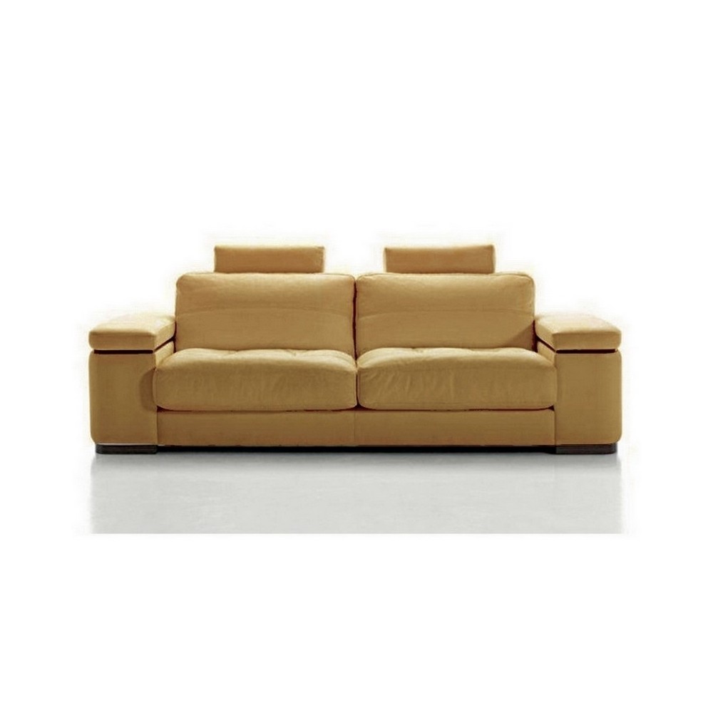 Canapé 2 places en cuir italien MAISON BLANCHE, beige