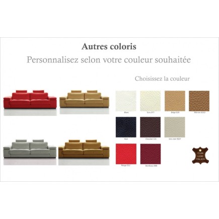 Canapé 2 places en cuir italien MAISON BLANCHE, couleur personnalisée