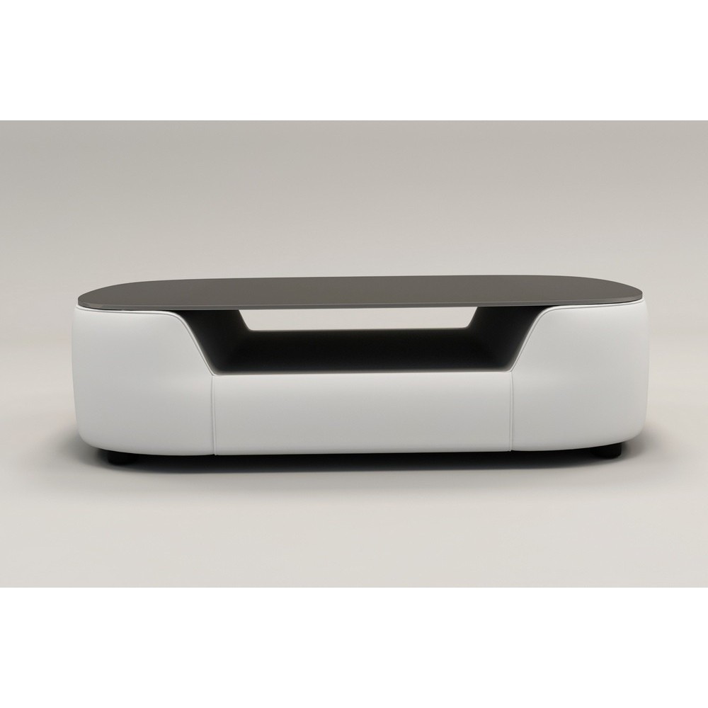 Table basse design, plateau de verre foncé, ALESIA, Blanc Table basse design, plateau de verre foncé, ALESIA, Blanc