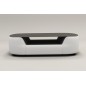 Table basse design, plateau de verre foncé, ALESIA, Blanc Table basse design, plateau de verre foncé, ALESIA, Blanc