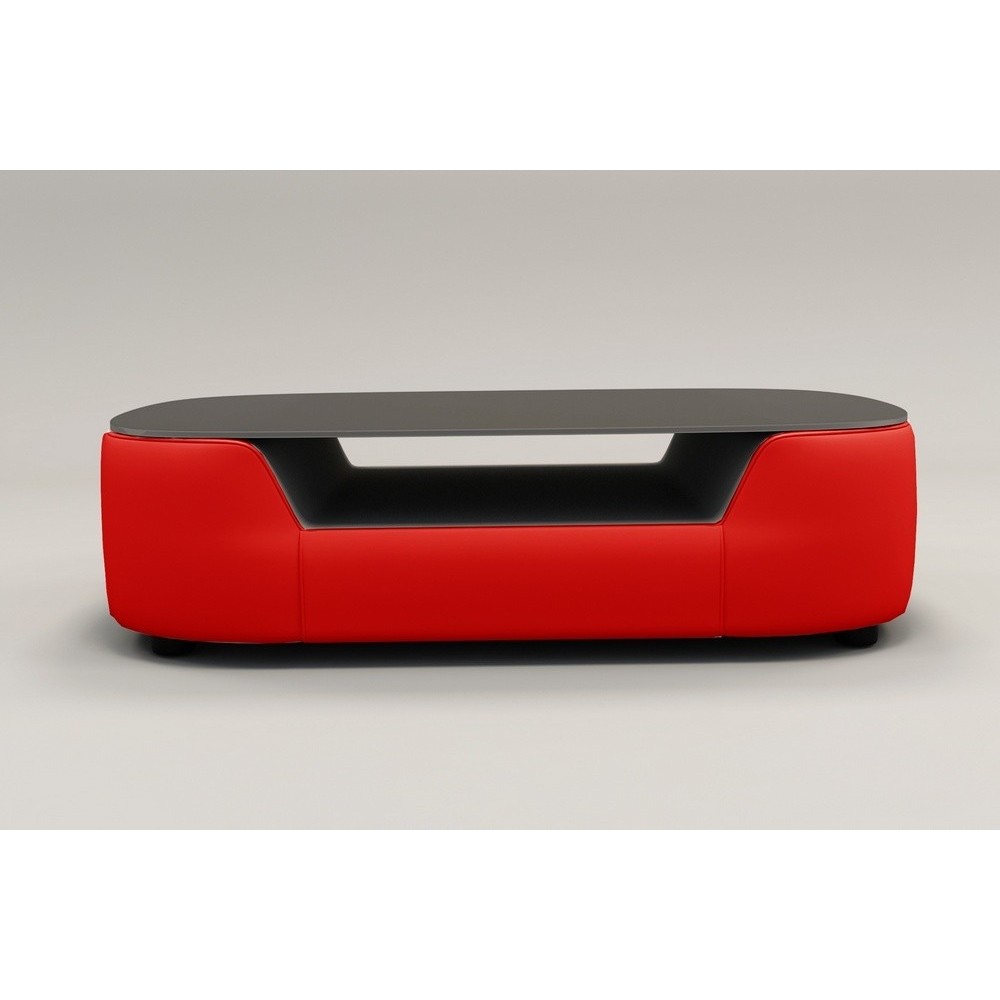 Table basse design, plateau de verre foncé, ALESIA, rouge Table basse design, plateau de verre foncé, ALESIA, rouge
