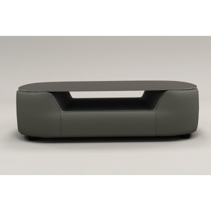 Table basse design, plateau de verre foncé, ALESIA, Gris foncé