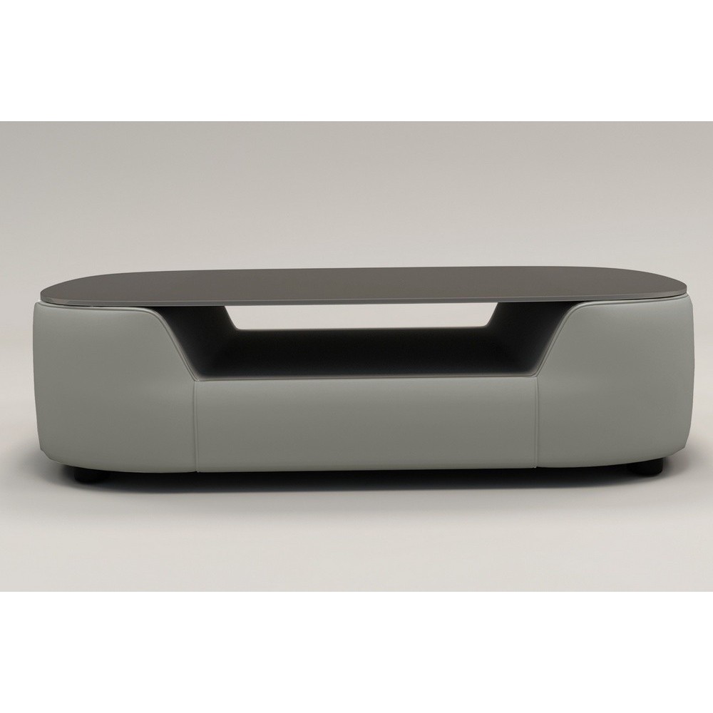 Table basse design, plateau de verre foncé, ALESIA, Gris clair Table basse design, plateau de verre foncé, ALESIA, Gris clair