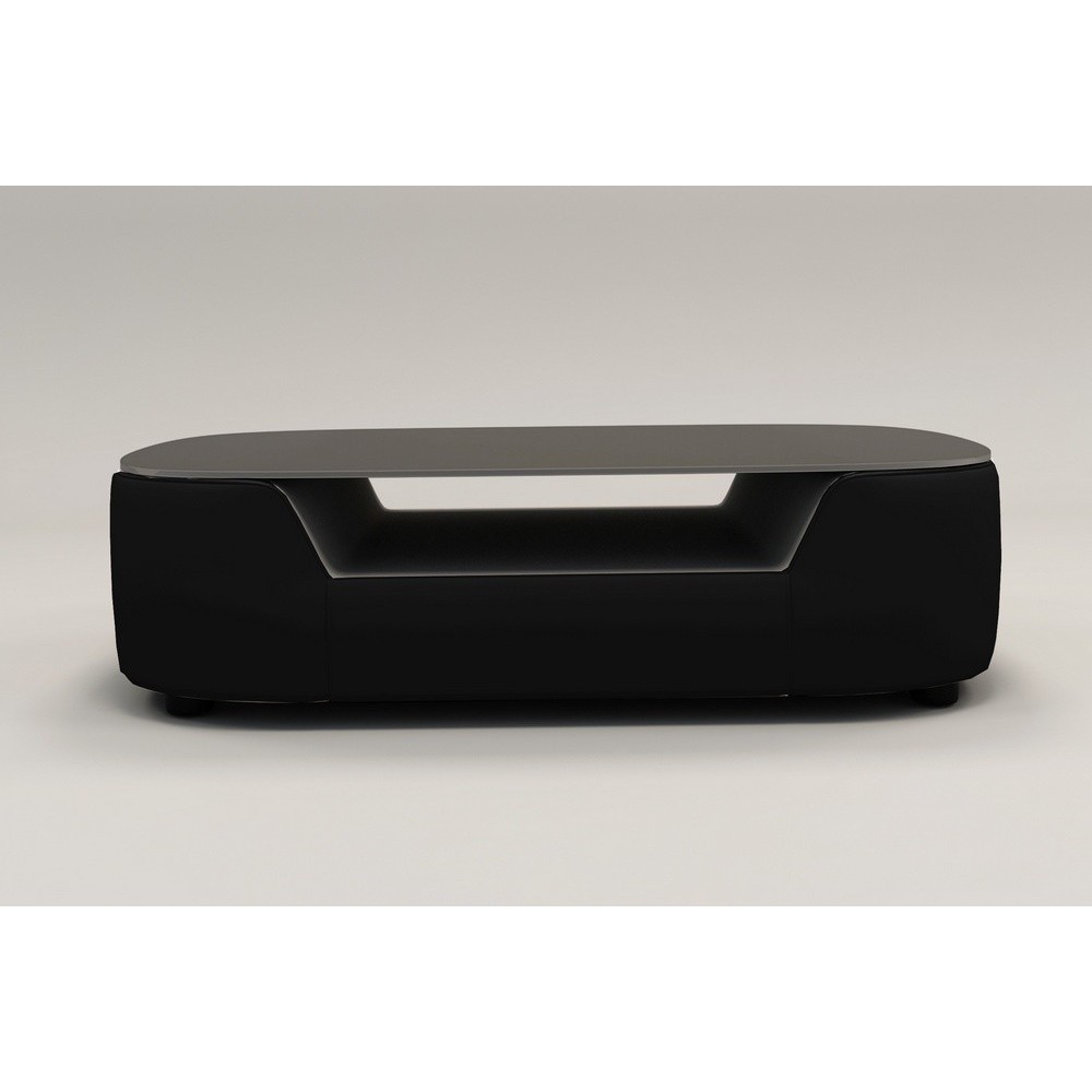 Table basse design, plateau de verre foncé, ALESIA, Noir