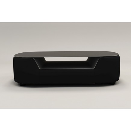 Table basse design, plateau de verre foncé, ALESIA, Noir