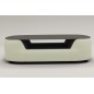 Table basse design, plateau de verre foncé, ALESIA, écru Table basse design, plateau de verre foncé, ALESIA, écru