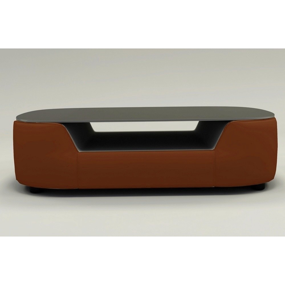Table basse design, plateau de verre foncé, ALESIA, marron Table basse design, plateau de verre foncé, ALESIA, marron